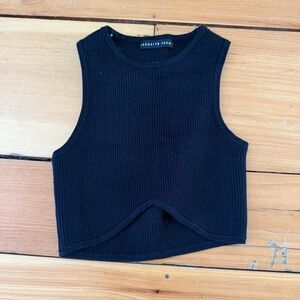 Black Knit Cropped Tank Top
